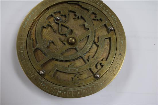 An Islamic brass astrolabe